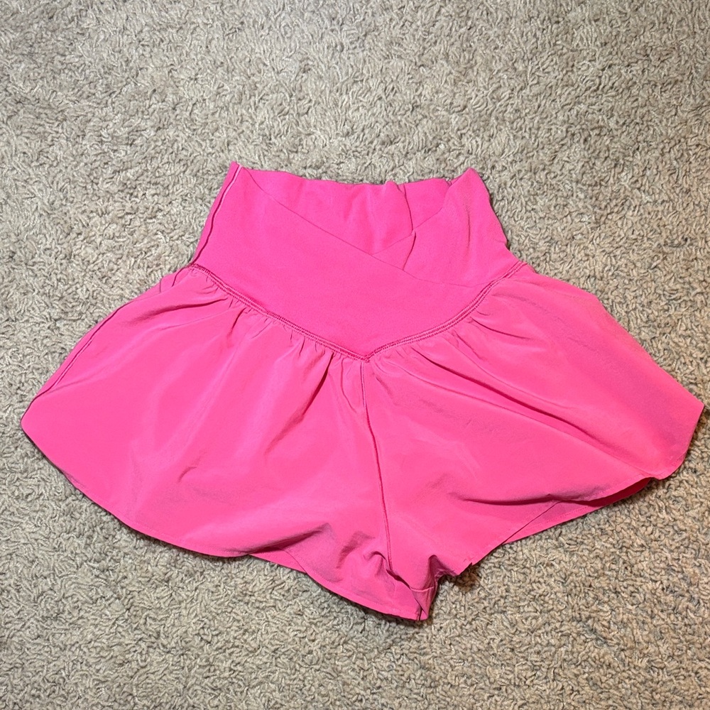 Pink aerie cross over flowy shorts